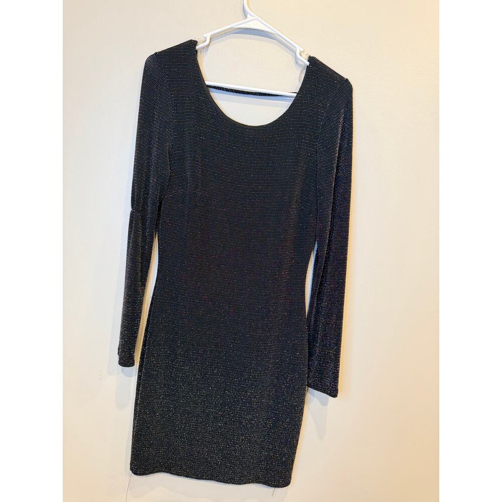 Charlotte Russe Metallic Rainbow Shimmer Long Sleeve Bodycon Dress Size M